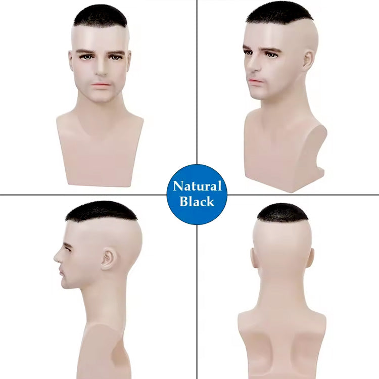 1CM Ultra Thin Skin Full PU Buzz Cut Hair System for Men Rich Choices