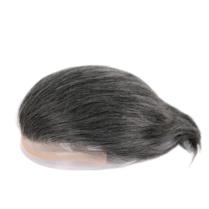 #01 Black Rooted Blonde Ombre Human Hair Toupee Wig Mens Replacement System Mono with PU around Base Wig Toupee