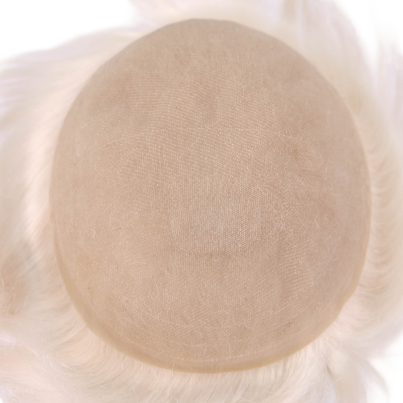 Silver Blonde Full Lace Toupee For Men Human Hair