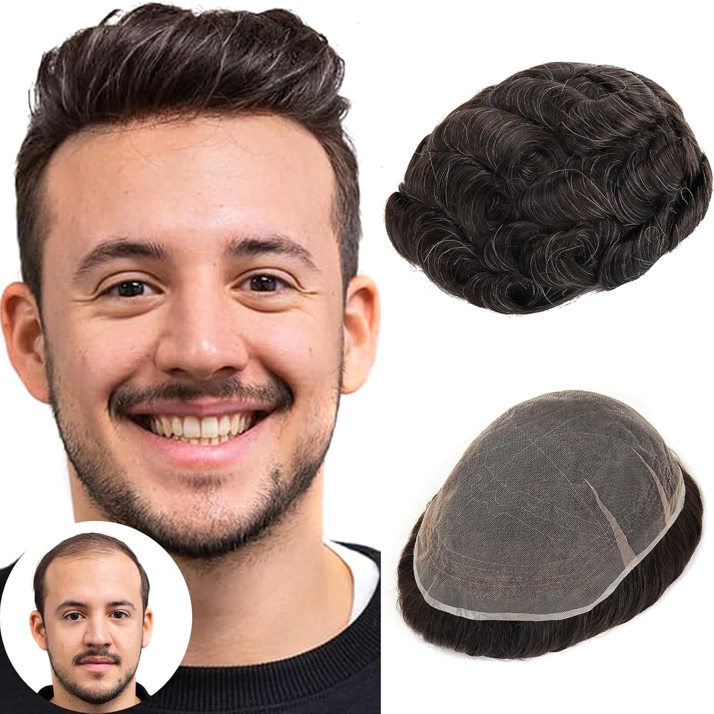 Real Skinlike HD Lace Toupee Hair for Men | 8x10 Inch Ultra Lace Base Hairpieces
