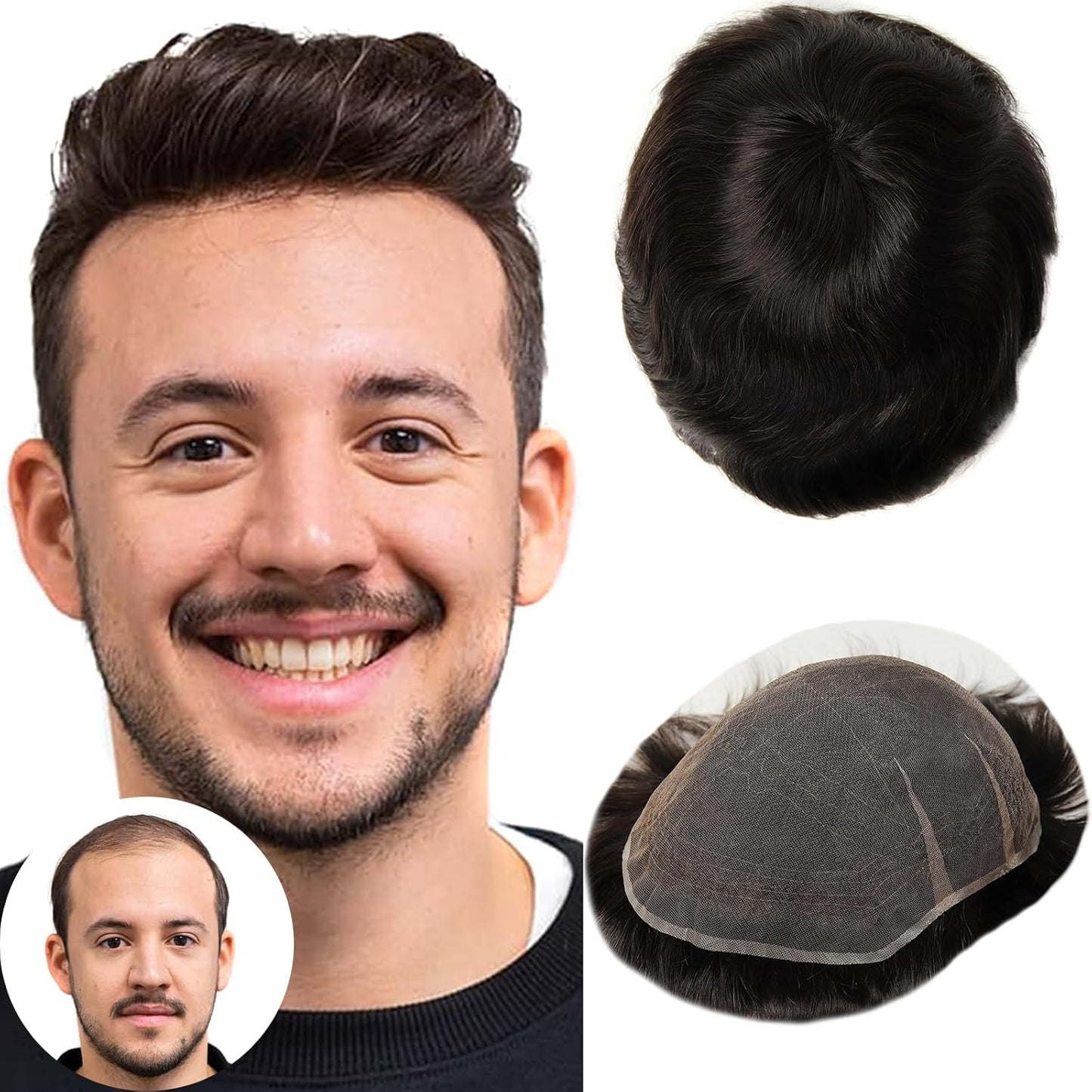 Real Skinlike HD Lace Toupee Hair for Men | 8x10 Inch Ultra Lace Base Hairpieces