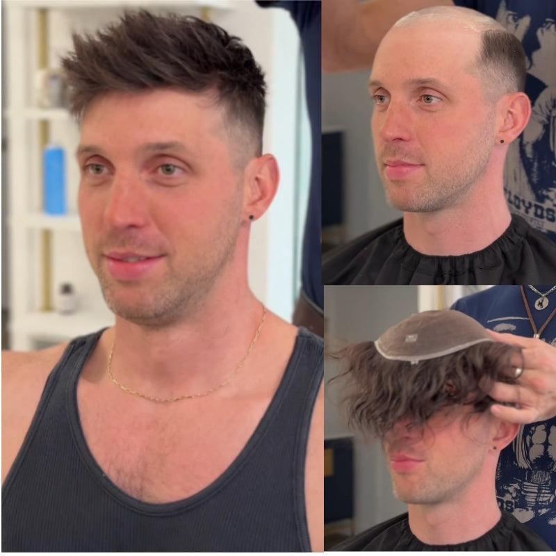 Black Full Lace Toupee For Men Human Hair