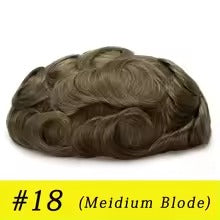 0.02-0.04mm Full PU Ultra Thin Skin Men Toupee Male Short Wave Human Hair Mens Wigs Replacement Systems