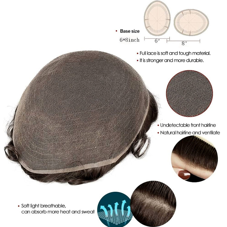 Black Full Lace Toupee For Men Human Hair