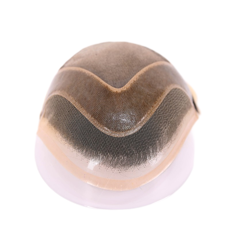 #01 Black Rooted Blonde Ombre Human Hair Toupee Wig Mens Replacement System Mono with PU around Base Wig Toupee