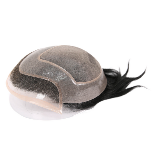 #1B10 Human Hair Toupee Wig Mens Replacement System Mono with PU around Base Wig Toupee
